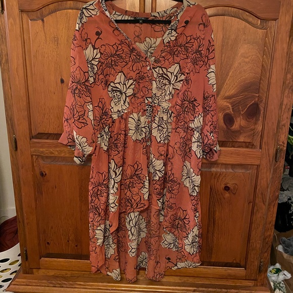 George Floral Printed Sheer Dress, high-low dress, cover up dress for swimwear - Picture 1 of 4